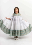 Picture of 23SS0TB497292 Turquoise Gergean Dress With Golden Embroidery