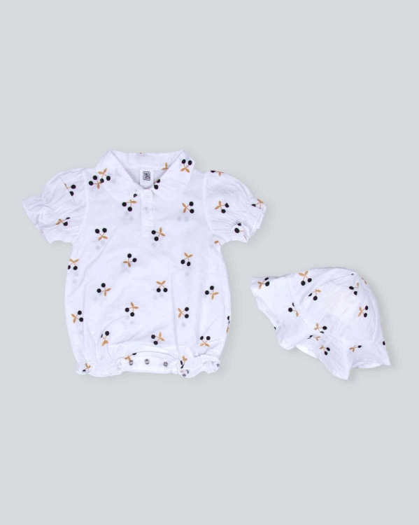 Picture of 23SS0TB267210 White Pattern Blouse With Cap