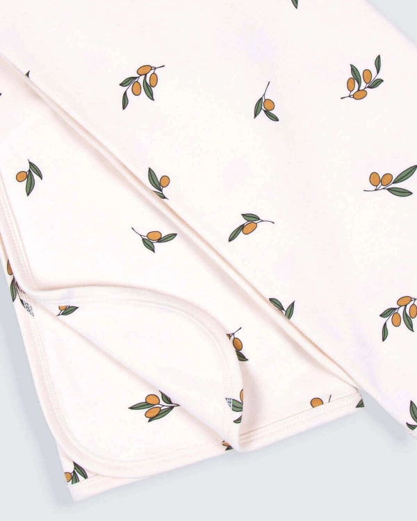 Picture of 23PSSTB7A7202 Beige Blanket With Plant Print For Newborns