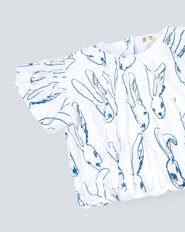 Picture of White And Blue 7140 Shirt For Girls