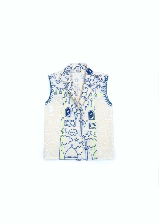 Picture of Tiya Beige Blue 23SS0TB377332 Gergean Vest For Boys