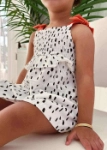 Picture of White And Black Dots Dress For Girls