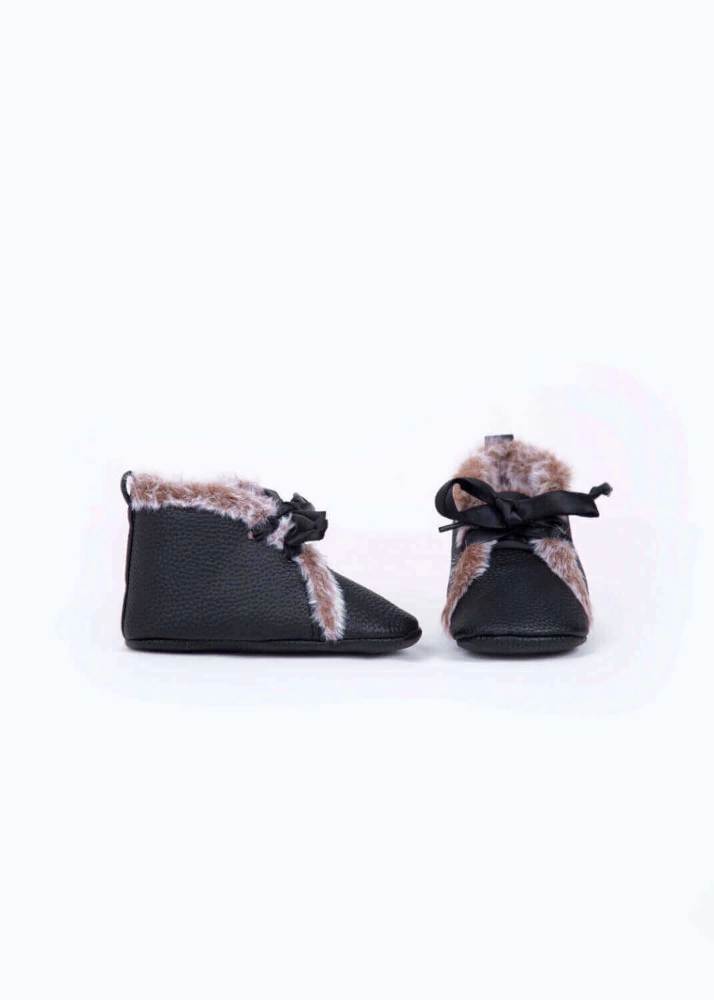 Picture of Black Inner Fur Shoes For Baby (With Alphabet Printing Option)