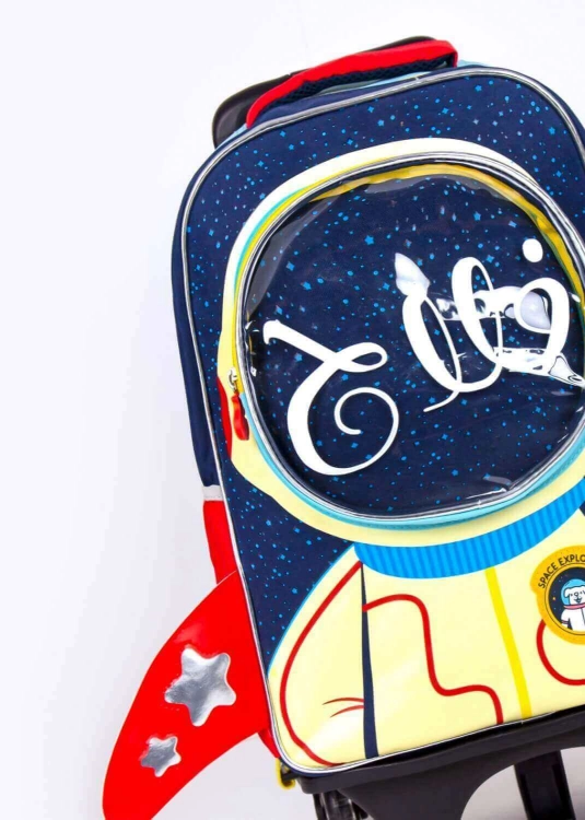 Picture of Navy Space Jet School Trolley Bag for Kids (With Name Printing Option)