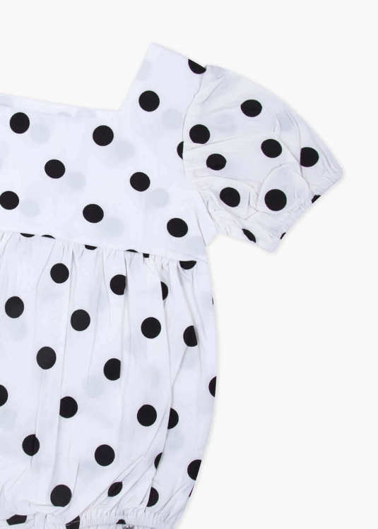 Picture of Black And White Dotted Dress For Baby Girl