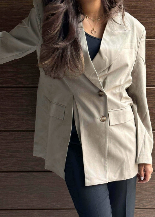 Picture of Beige 7078 Soft Blazer For Women