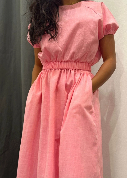 Picture of 7382 Pink Top Skirt Set For Girl SS1-23