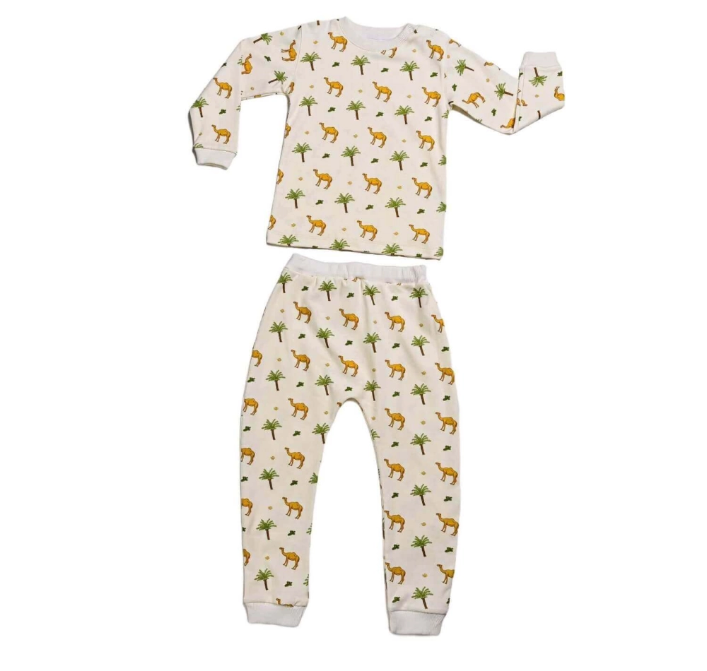 Picture of White Camel Top And Pajama - Long sleeves Set