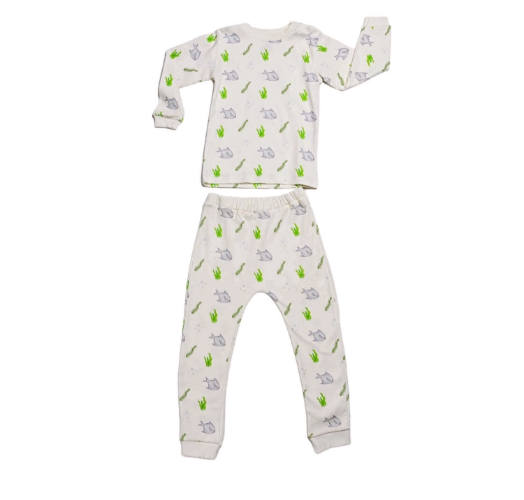 Picture of White Zbaidi Top And Pajama - Long sleeves Set