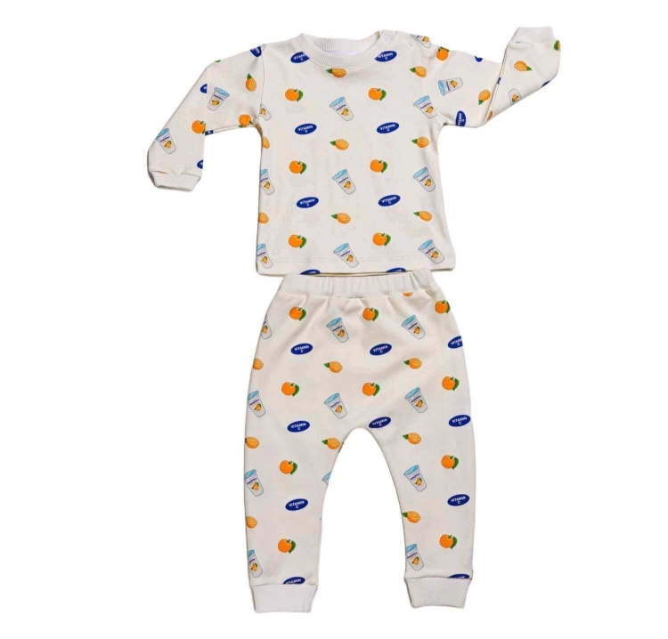 Picture of White Sunkist Top And Pajama - Long sleeves Set