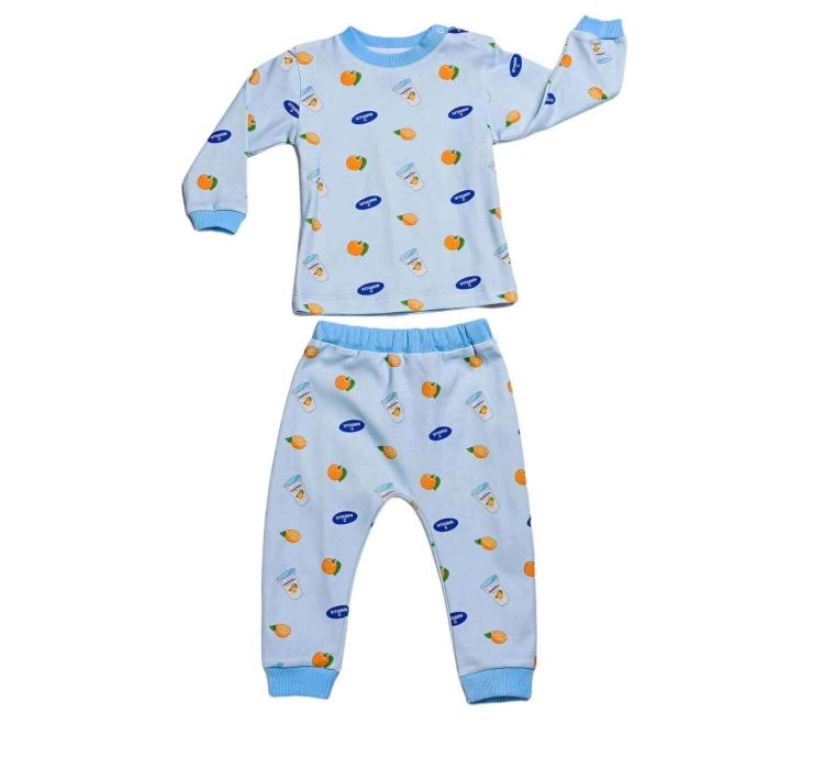 Picture of Pastel Blue Sunkist Top And Pajama - Long sleeves Set