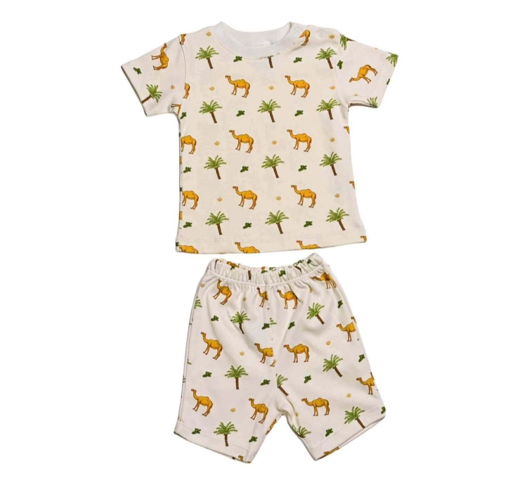 Picture of White Camel Top And Pajama - Short sleeves Set