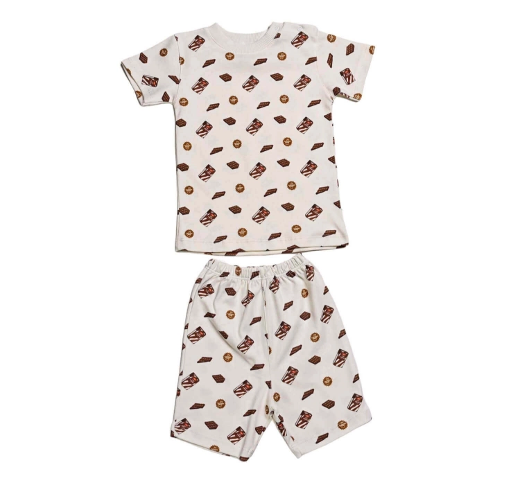 Picture of White Choco Milk Top And Pajama - Short sleeves Set