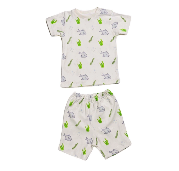 Picture of White Zbaidi Top And Pajama - Short sleeves Set