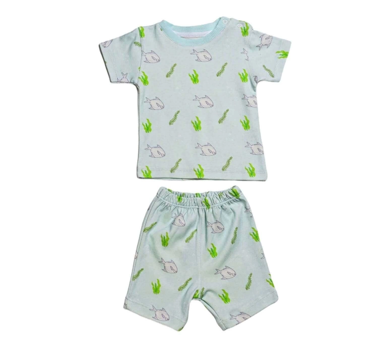 Picture of Pastel Blue Zbaidi Top And Pajama - Short sleeves Set