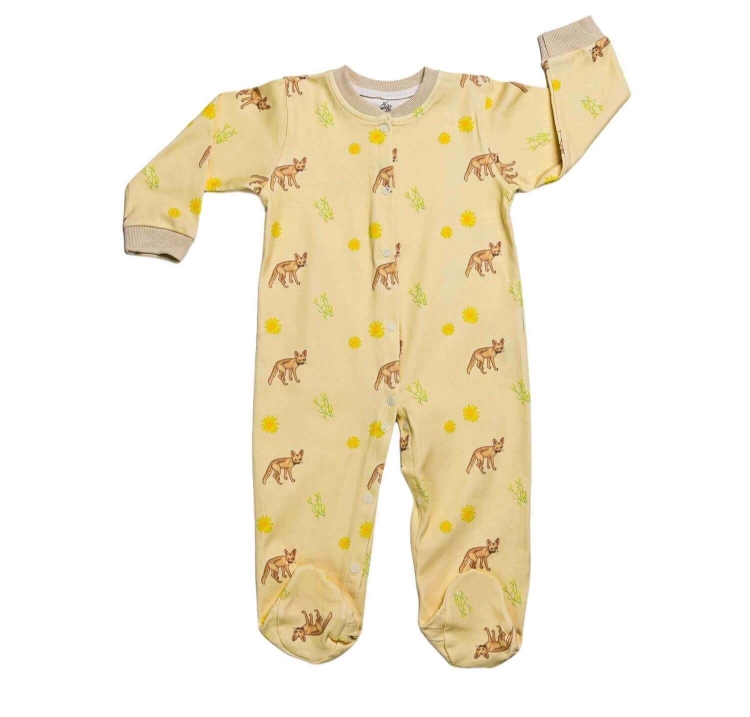 Picture of Pastel Yellow Fox Pajama Jumpsuit - Onesie