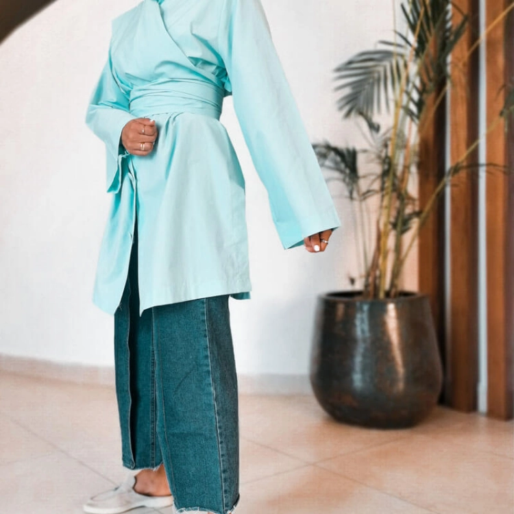 Picture of Victoria Turquoise Shirt from Lulwa Al Khattaf