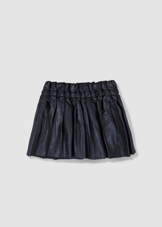 Picture of Black Faux Leather Pleated Skirt For Girls