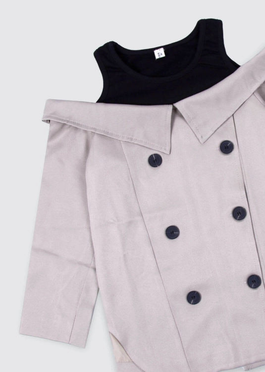 Picture of Black And Beige Dress For Girls