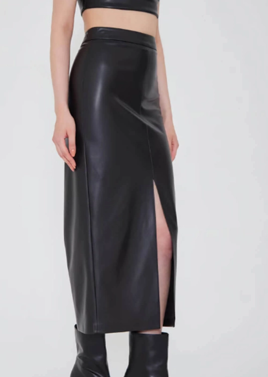 Picture of Multi-Color 7469 Long Leather Skirt For Women