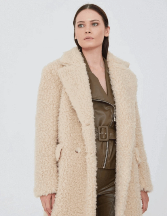 Picture of 7487 Beige Fur Jacket For Women