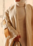 Picture of 7477 Off White With Yellow Long Cardigan For Women
