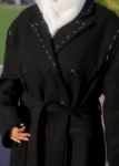 Picture of 7456 Black Big Size Trench Coat For Women