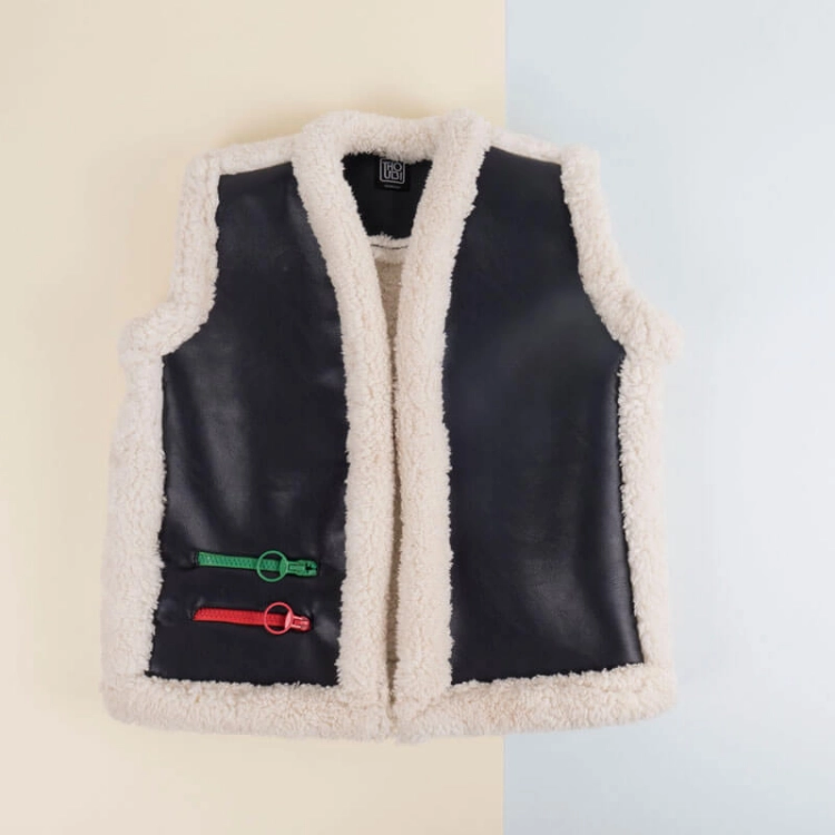 Picture of Black Classic Fur Vest For Kids (With Name Embroidery Option)