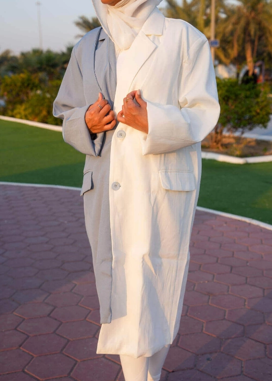 Picture of 7452 Blue And White Jacket For Women FW2-23