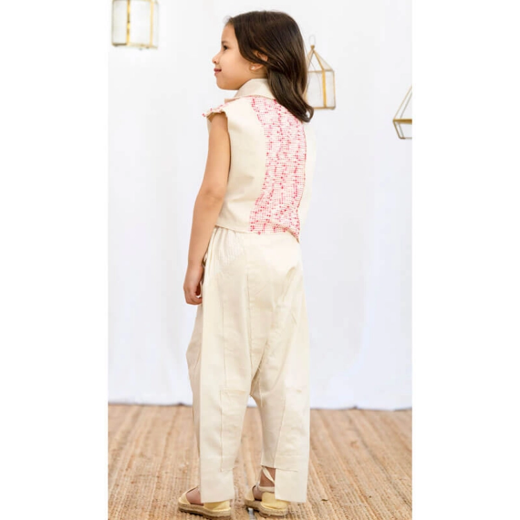 Picture of Pink Sherwal With Vest Ramadan Set For Girls (With Name Embroidery Option)