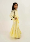 Picture of Yellow And Tiffany Sleeveless Pastel Set Skirt With Crop Top For Girls