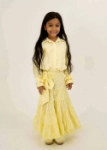 Picture of Yellow And Tiffany Sleeveless Pastel Set Skirt With Crop Top For Girls