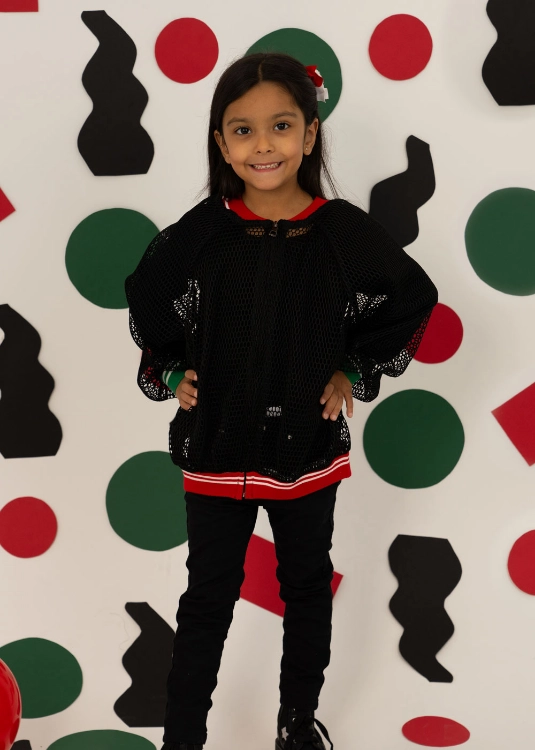 Picture of 7475 Black Jacket With Kuwait Color National Day For Kids KND-24