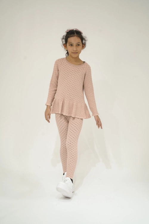 Picture of TIYA Girls Rib Knit Two Piece Set, Long Sleeve + Pants ST213 