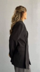 Picture of 7494 Black Fitted Overlap Blazer For Women