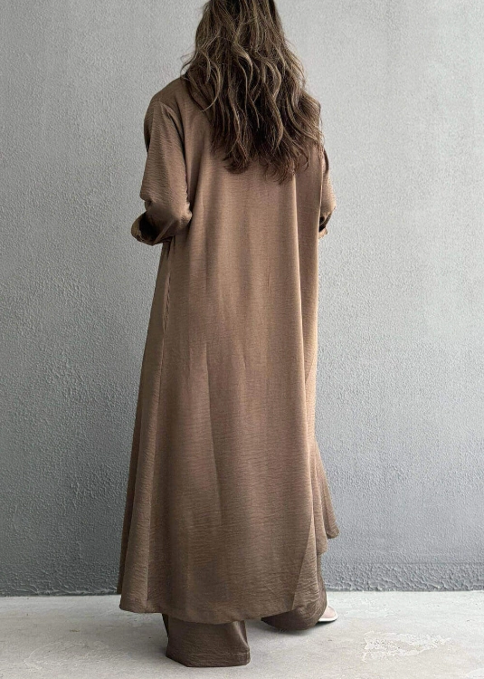 Picture of Olive Set Of Long Shirt And Pants From Lulwa Al Khattaf