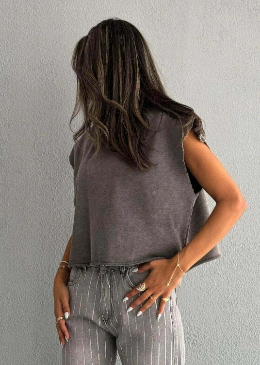 Picture of 7601 Grey Sleeveless T-Shirt For Women