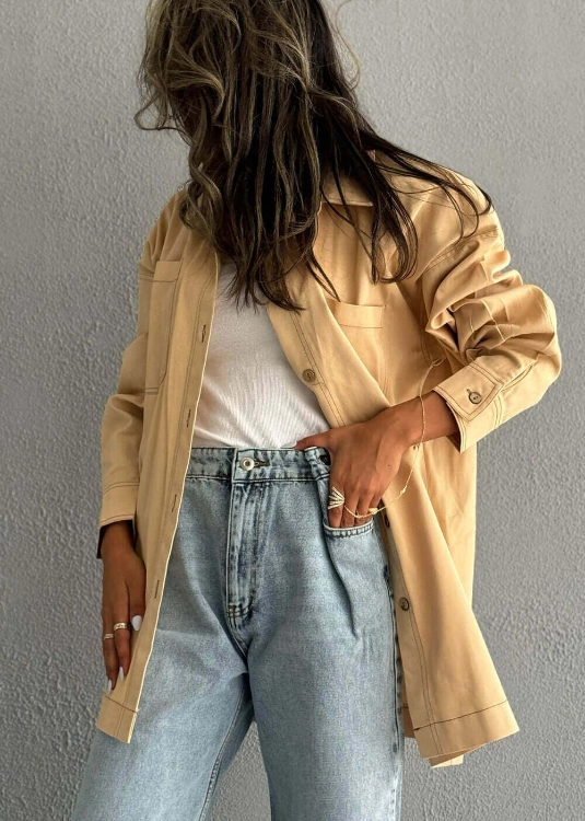 Picture of 7599 Beige Long Shirt For Women