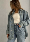 Picture of 7380 Blue Denim Jacket For Women
