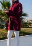 Picture of 7473 Not So Basic Maroon Long Jacket For Women