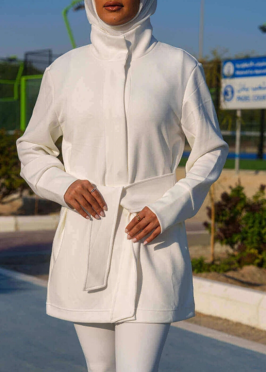 Picture of 7473 Not So Basic White Long Jacket For Women