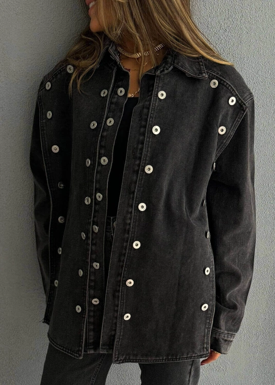 Picture of 7380 Black Denim Jacket For Women