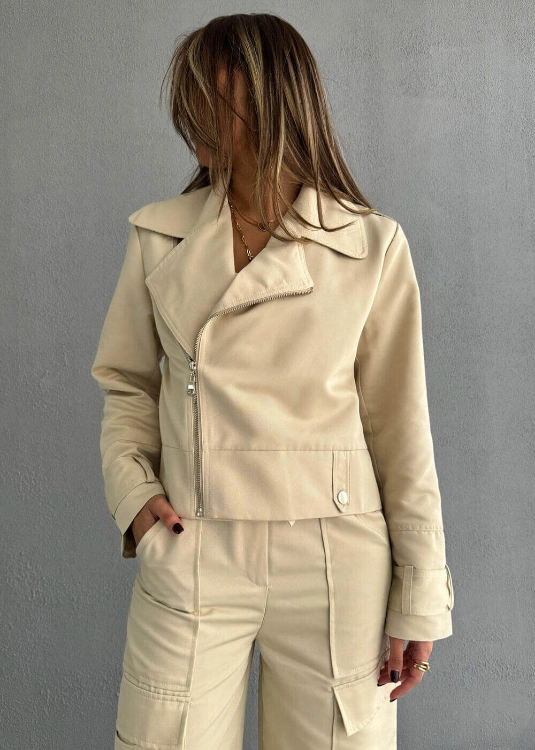 Picture of 7670 Light Beige Blazer Set For Women