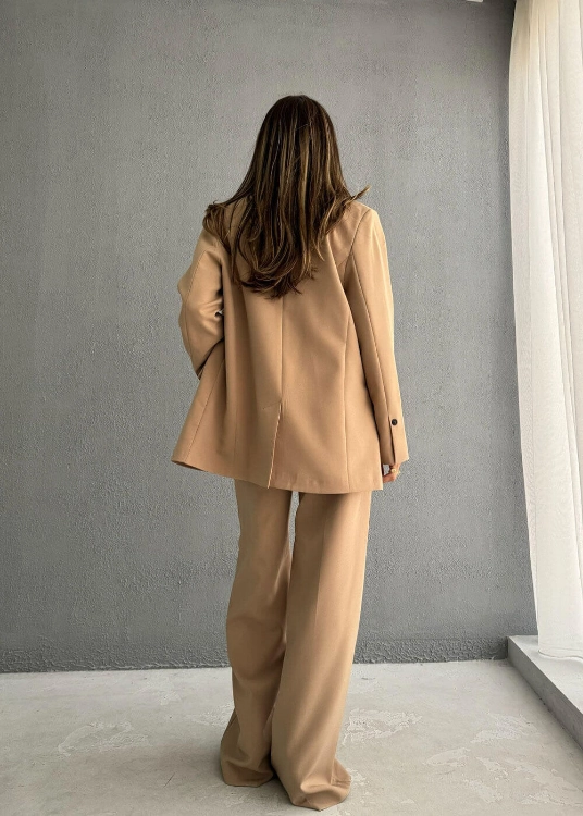 Picture of 7632 Beige Blazer Set For Women