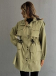 Picture of 7666 Olive Hooded Jacket For Women