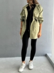 Picture of 7666 Olive Hooded Jacket For Women