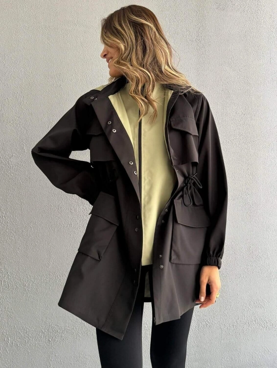 Picture of 7669 Black Hooded Jacket For Women