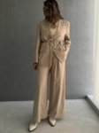 Picture of 7662 Beige Blazer Set With Pants For Women