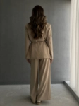 Picture of 7662 Beige Blazer Set With Pants For Women